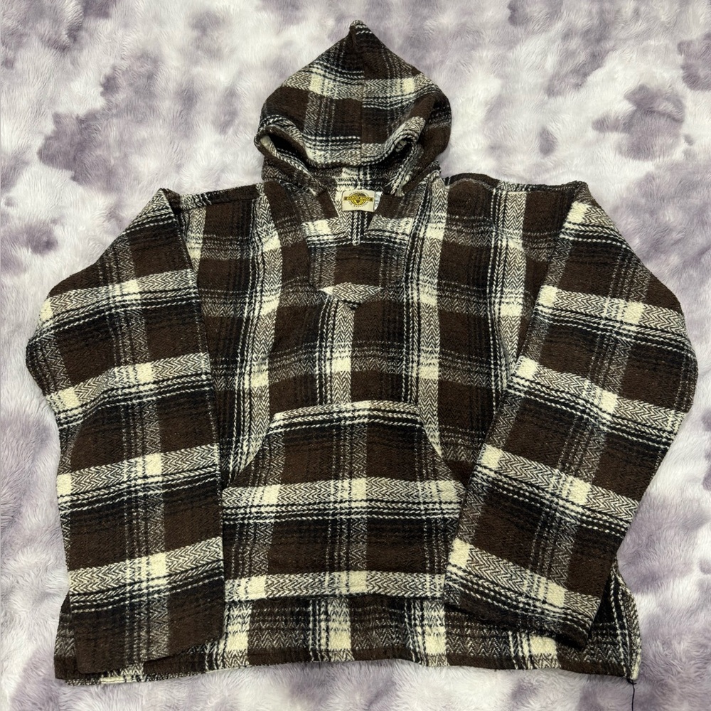 Earth Ragz XL Vintage Hooded Brown Plaid Pullover